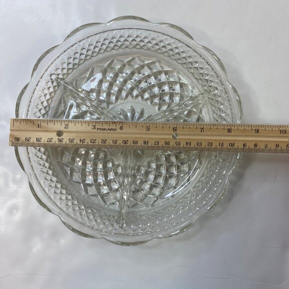 Anchor Hocking Wexford Divided Glass Round Divided Relish 8.5" Dish Vintage - Picture 8 of 9